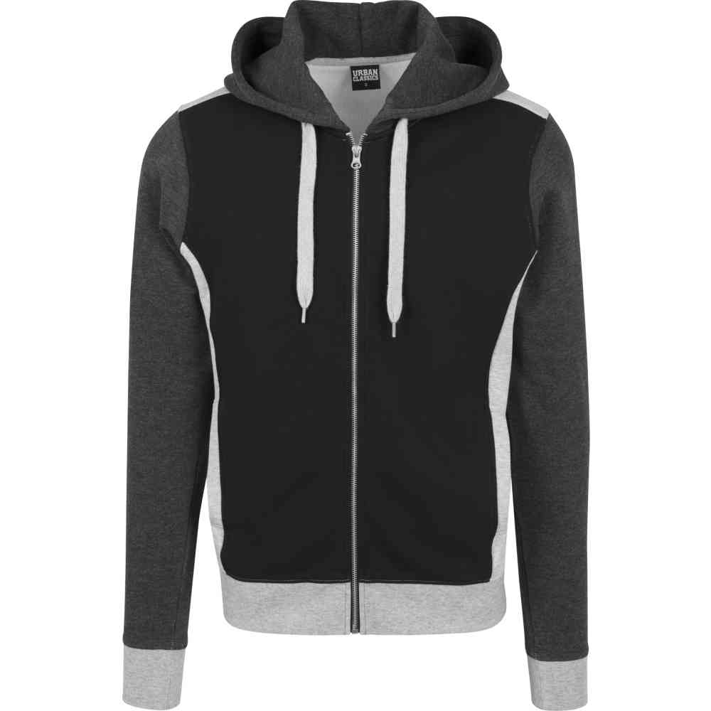 Urban Classics - 3Tone Sweat Zip hoodie - Black
